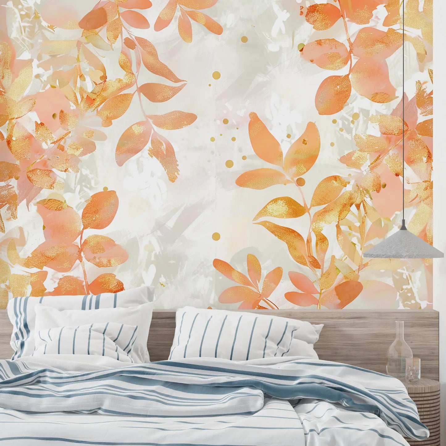 Papel pintado dorado rosa naranja - hecho a medida