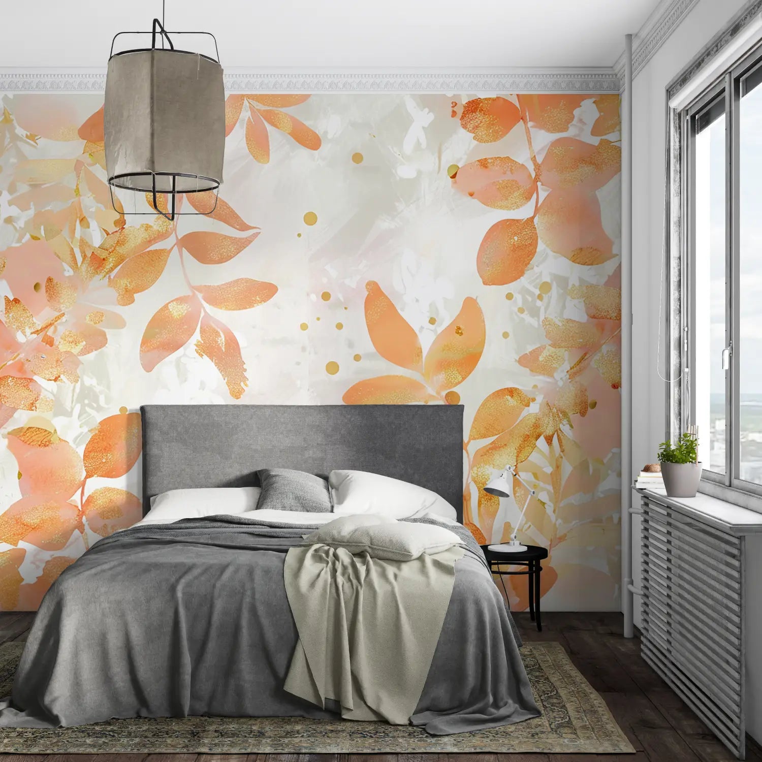 Papel Pintado De Oro Rosa Naranja - leroy merlin