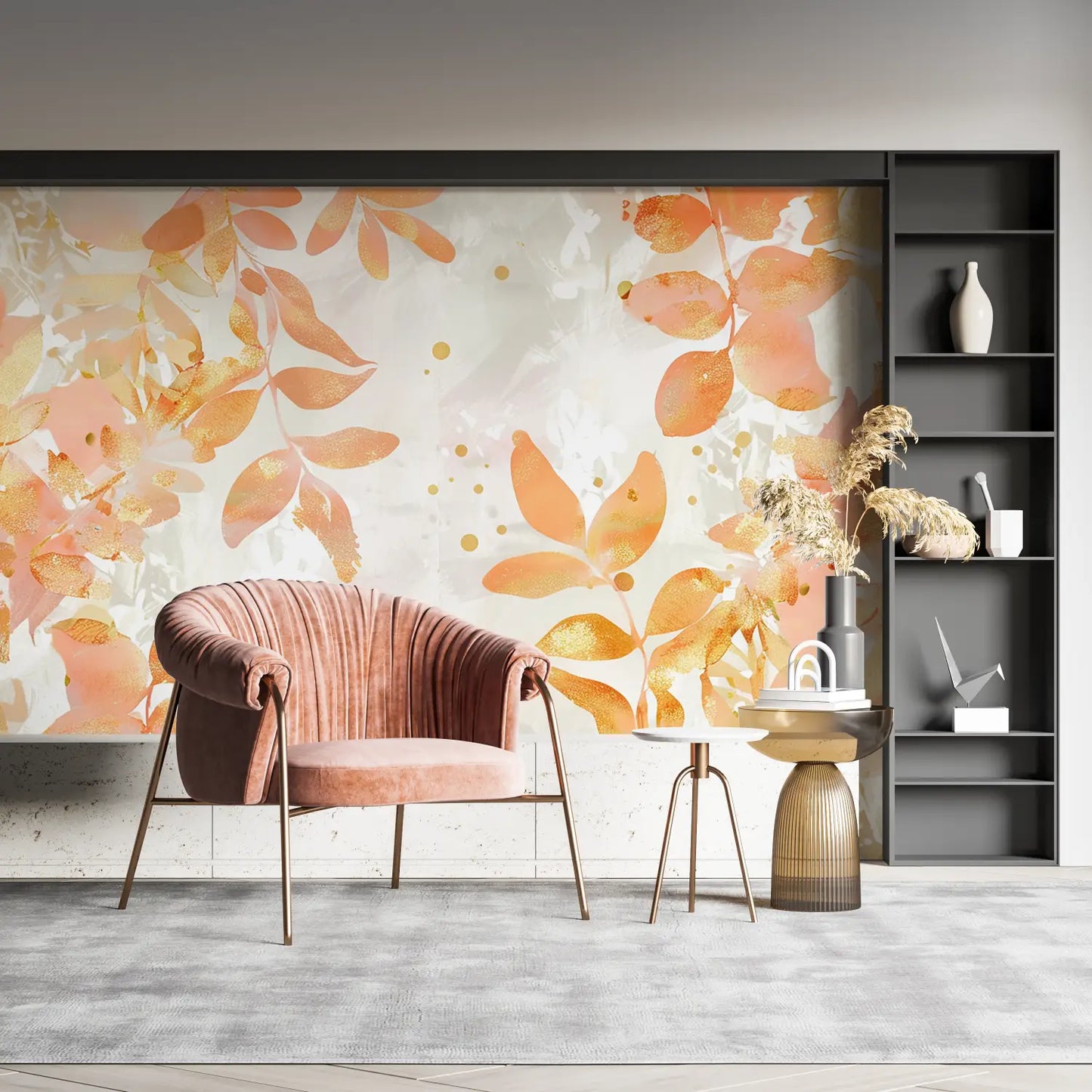 Papel pintado de oro rosa naranja - mural de pared