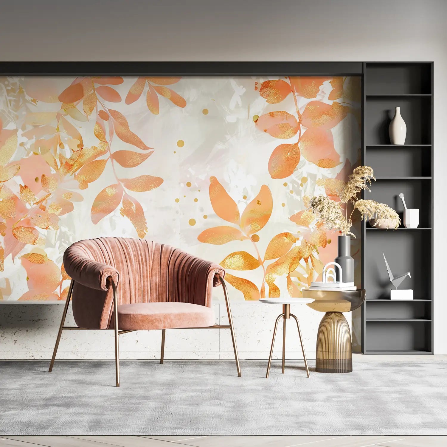 Papel pintado de oro rosa naranja - mural de pared