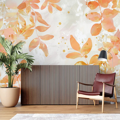 Papel pintado dorado rosa naranja - panorama de la pared