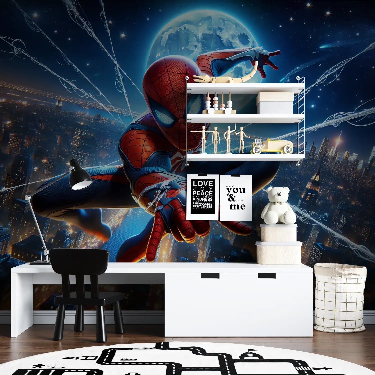 Papel pintado dormitorio de Spiderman para niños - Second Image