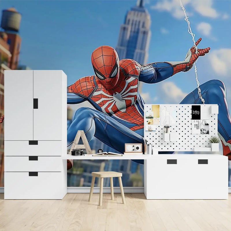 Papier Peint Spiderman Enfant - chambre garçon lit