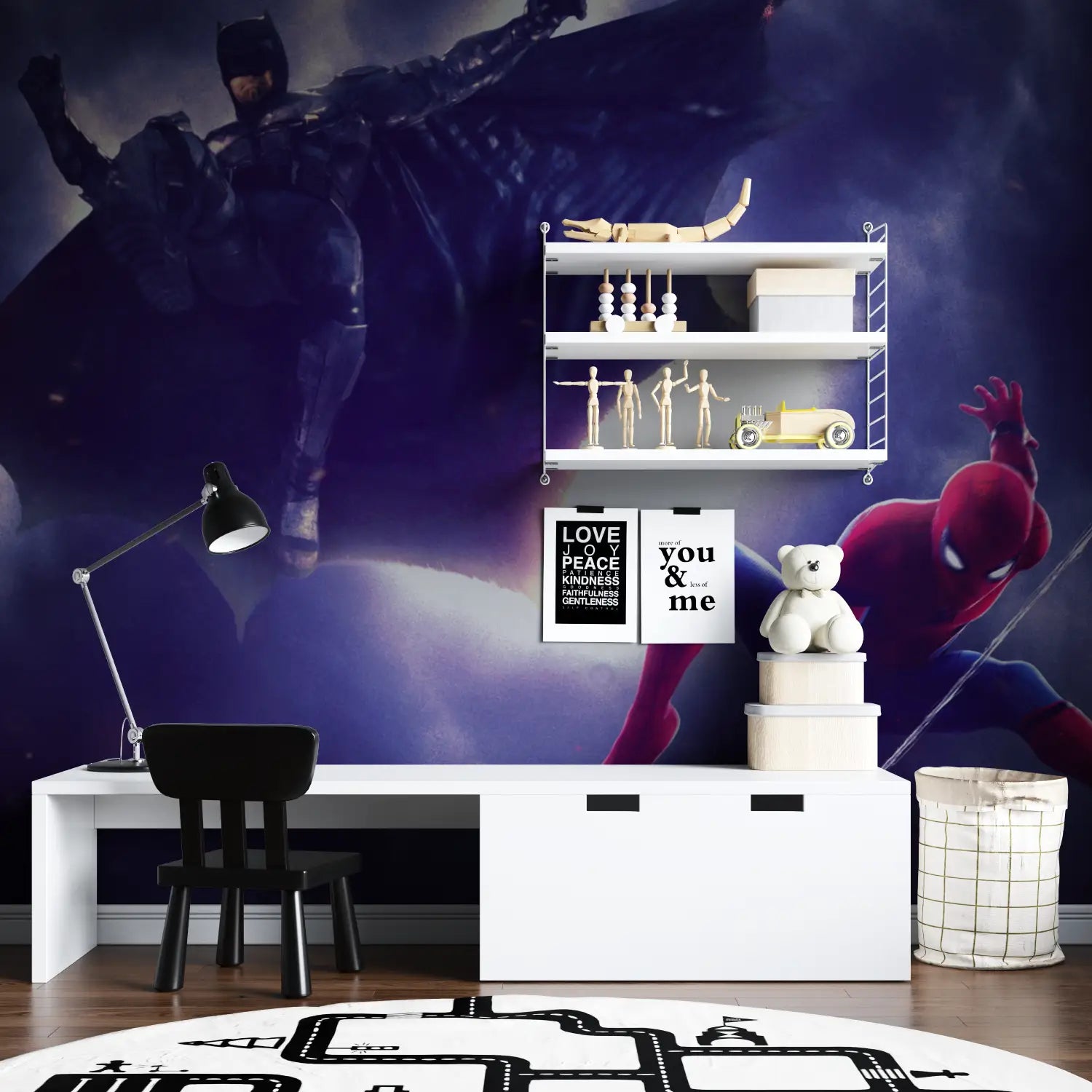 Papier Peint Spiderman et Batman - tapisserie hero