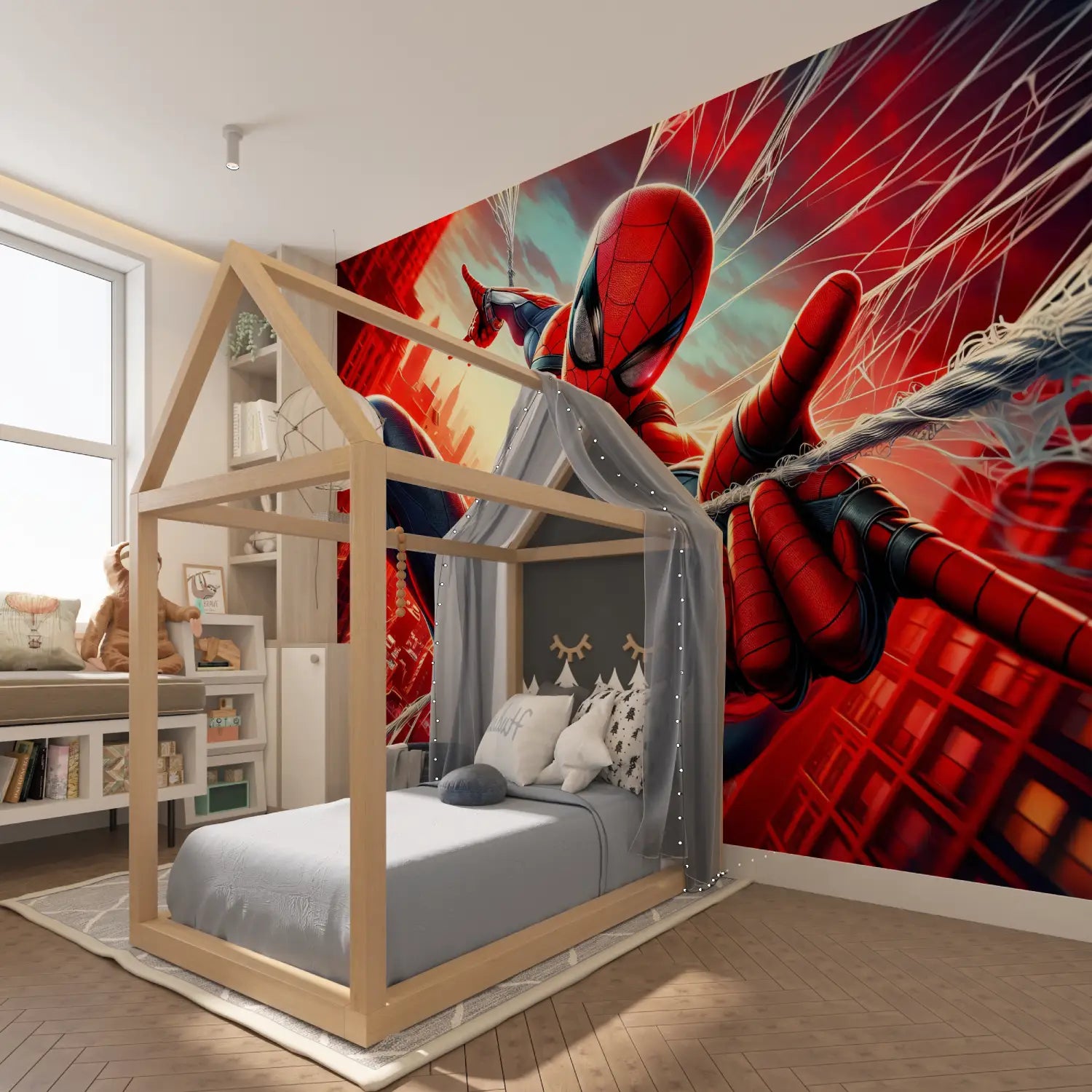 Papier Peint Spiderman Rouge - chambre spiderman