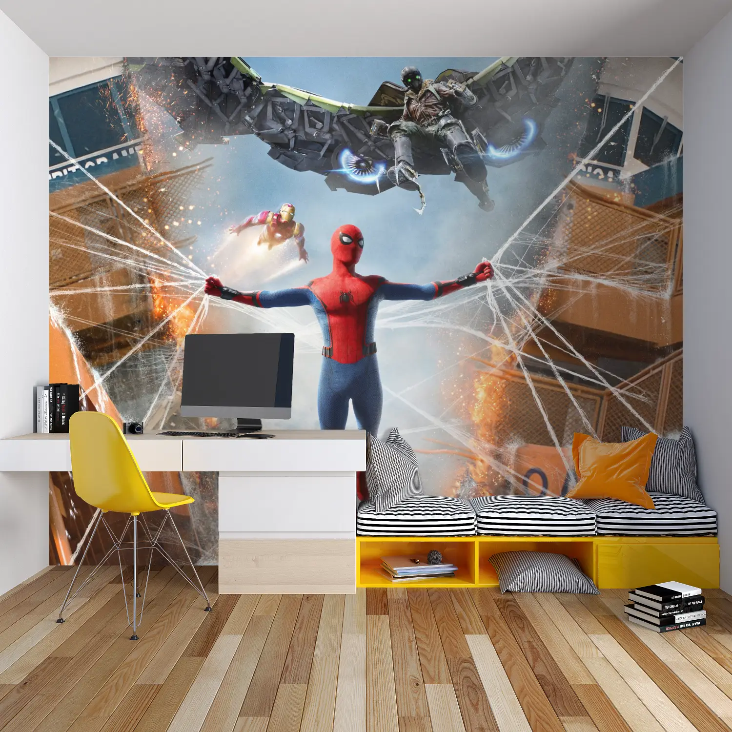 Papier Peint Spiderman Vautour Ironman - chambre spiderman