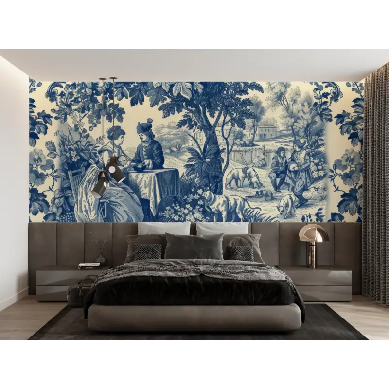 Papel pintado antiguo Toile De Jouy - Francés