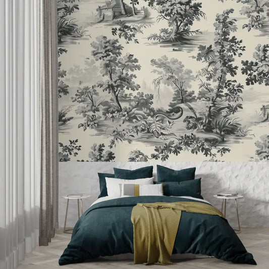 Toile De Jouy Arbusto Papel Pintado - papel pintado