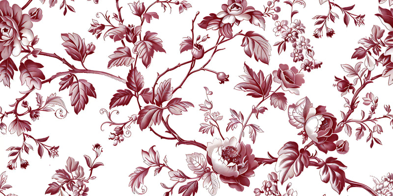 Papier Peint Toile De Jouy Blanc Rouge