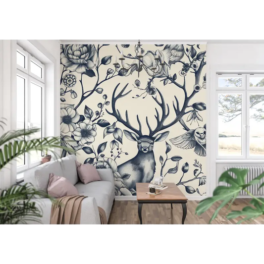 Toile De Jouy Ciervo Papel Pintado - papel pintado