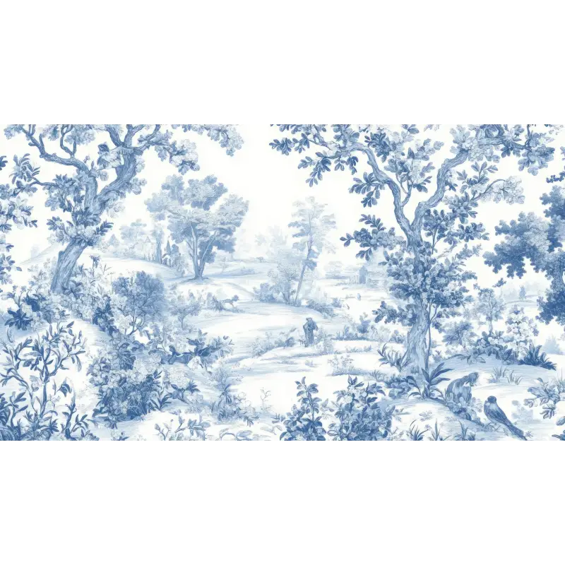 Papel Pintado Bosque Azul Toile De Jouy