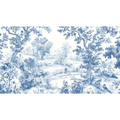 Papel Pintado Bosque Azul Toile De Jouy
