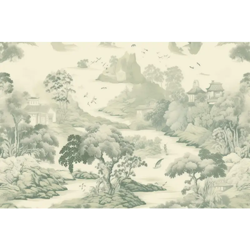 Papel Pintado Bosque Verde Toile De Jouy