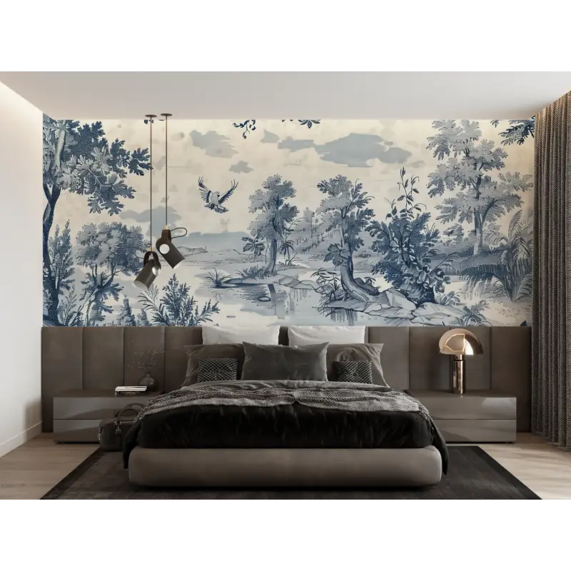 Papier Peint Toile De Jouy Pour Chambre - panoramique-mur