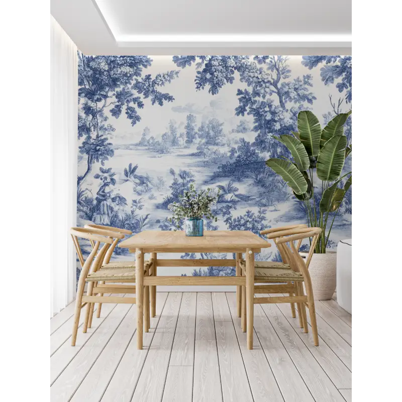 Papel pintado en lienzo panorámico Jouy - trompe l'oeil