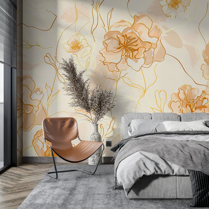 Papel pintado en tono naranja - tendencia de pared