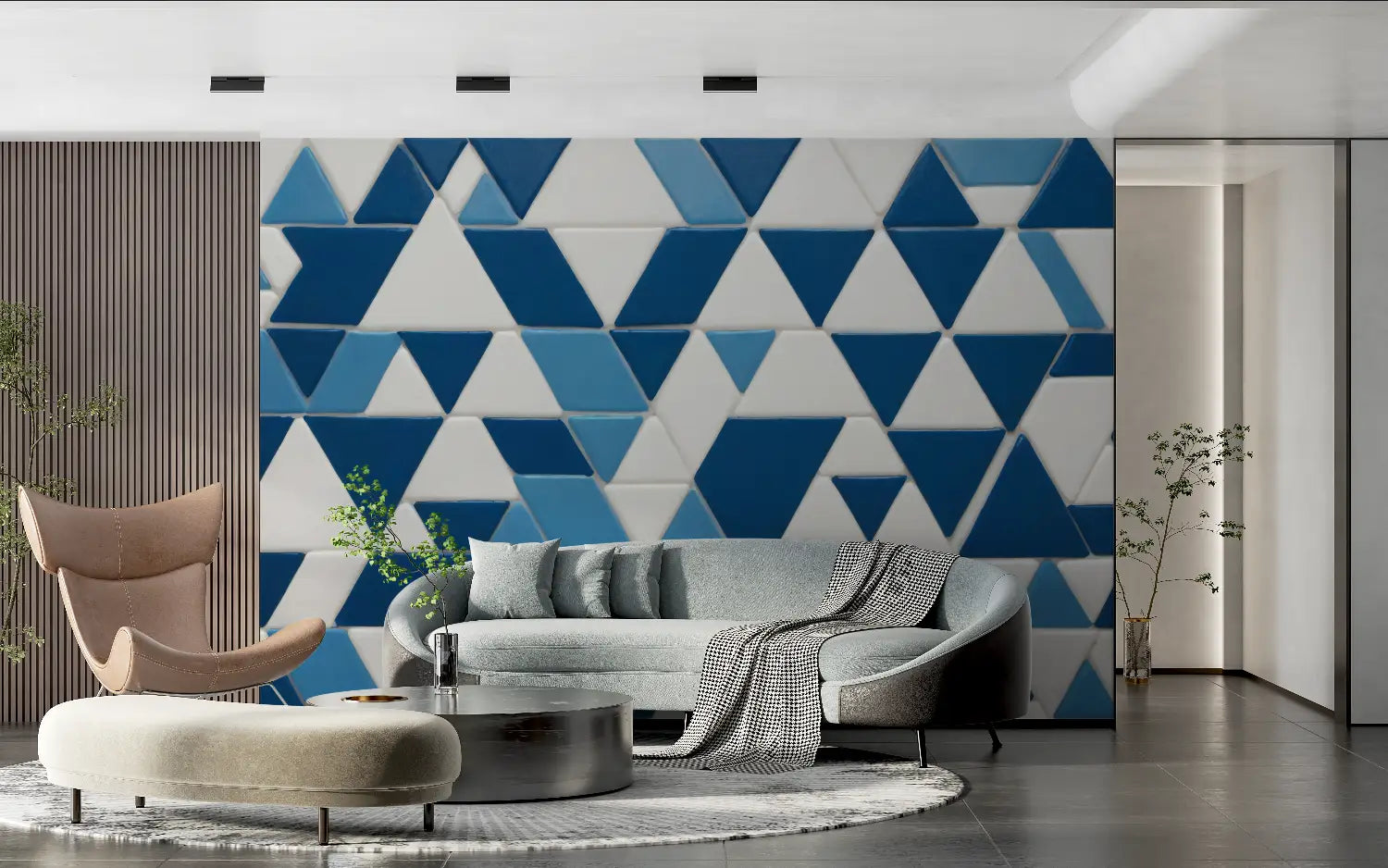 Papier Peint Triangle Bleu - tendance 2024