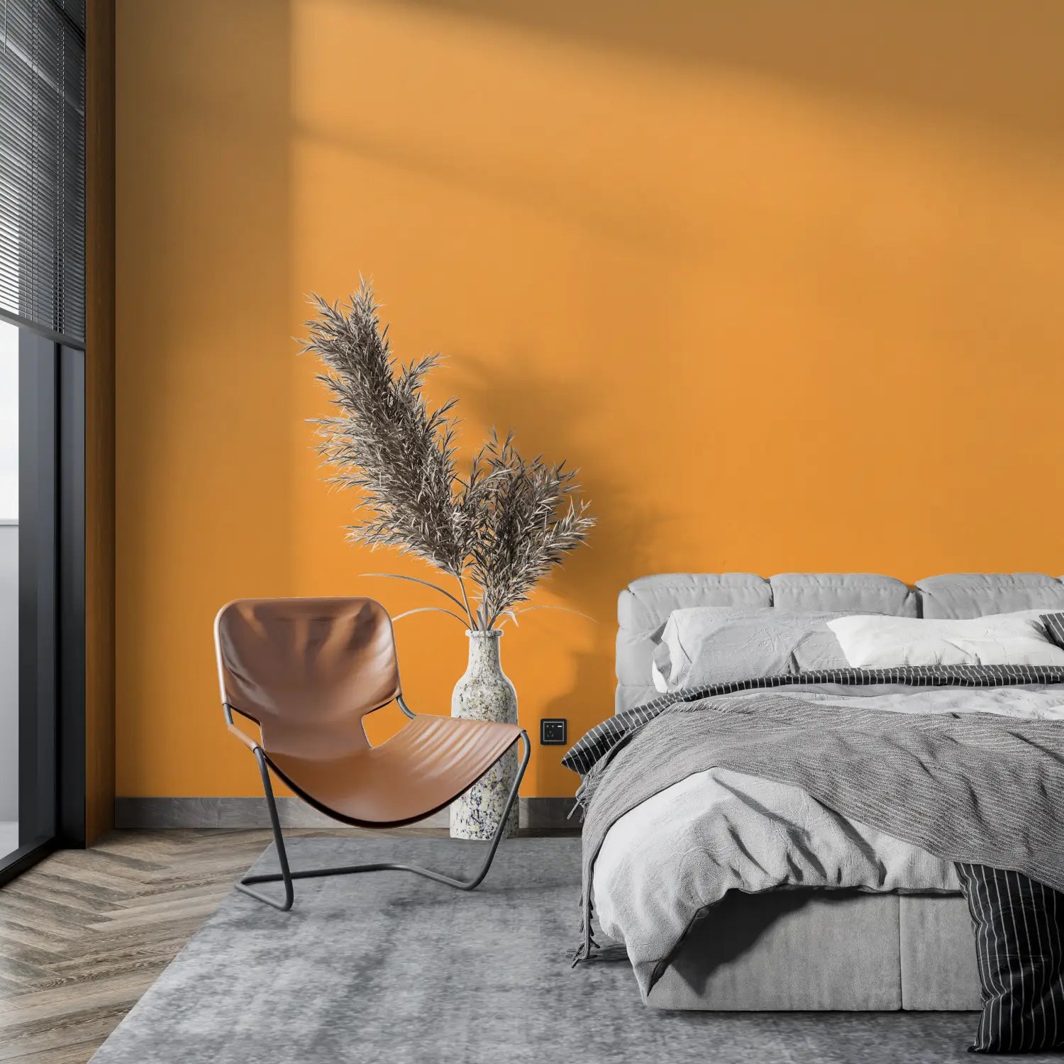 Papel pintado liso naranja - panorámico 4murs