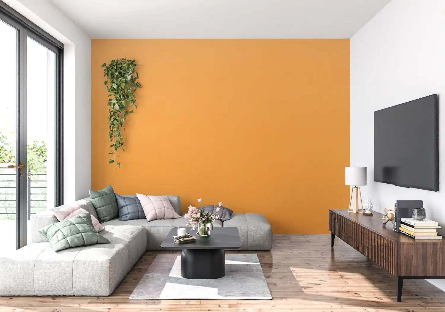 Papel pintado naranja liso - tendencia en las paredes