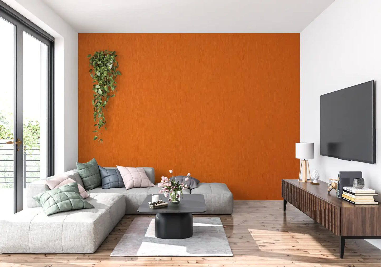 Papel pintado liso naranja oscuro - 4murs