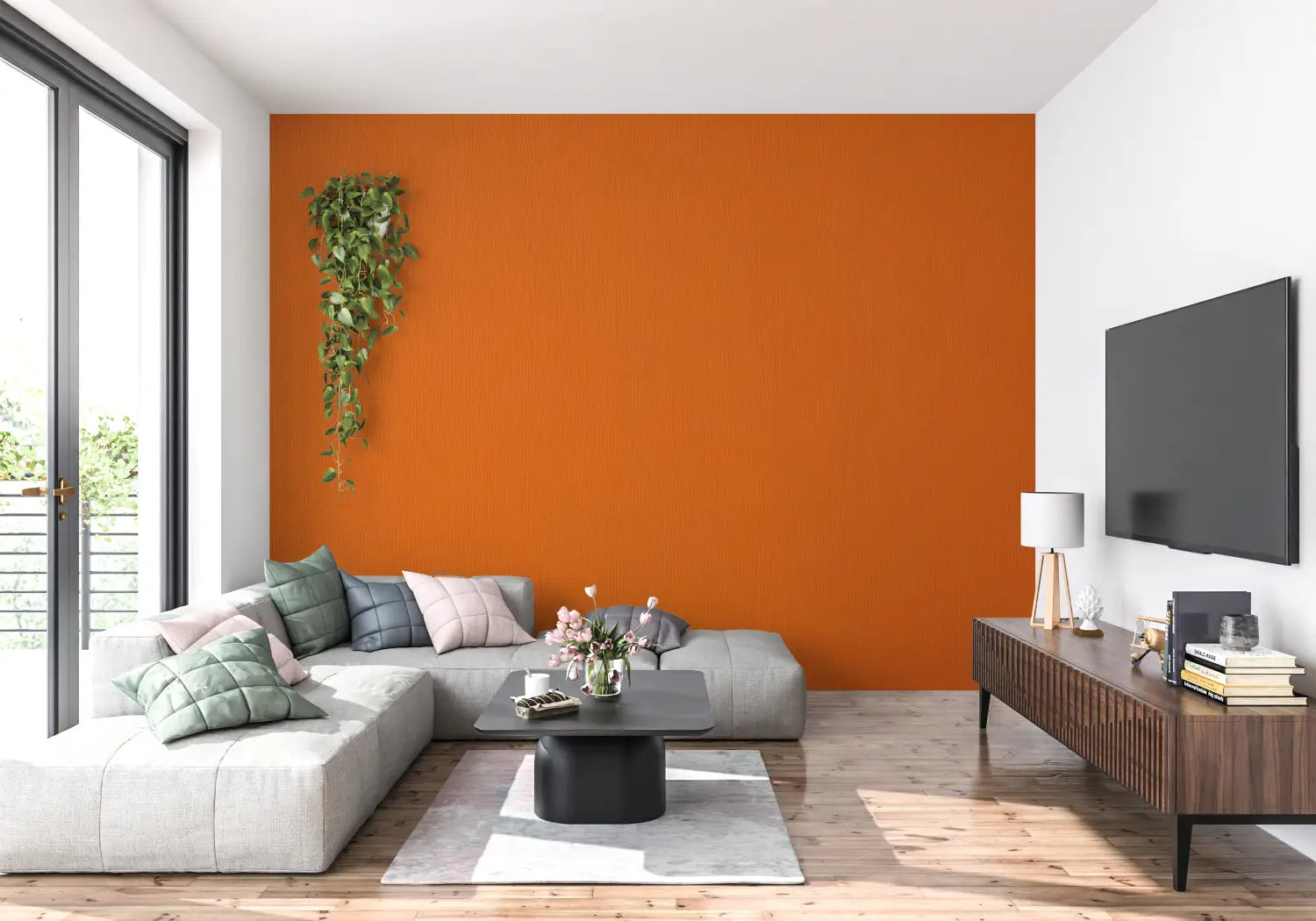 Papel pintado liso naranja oscuro - 4murs