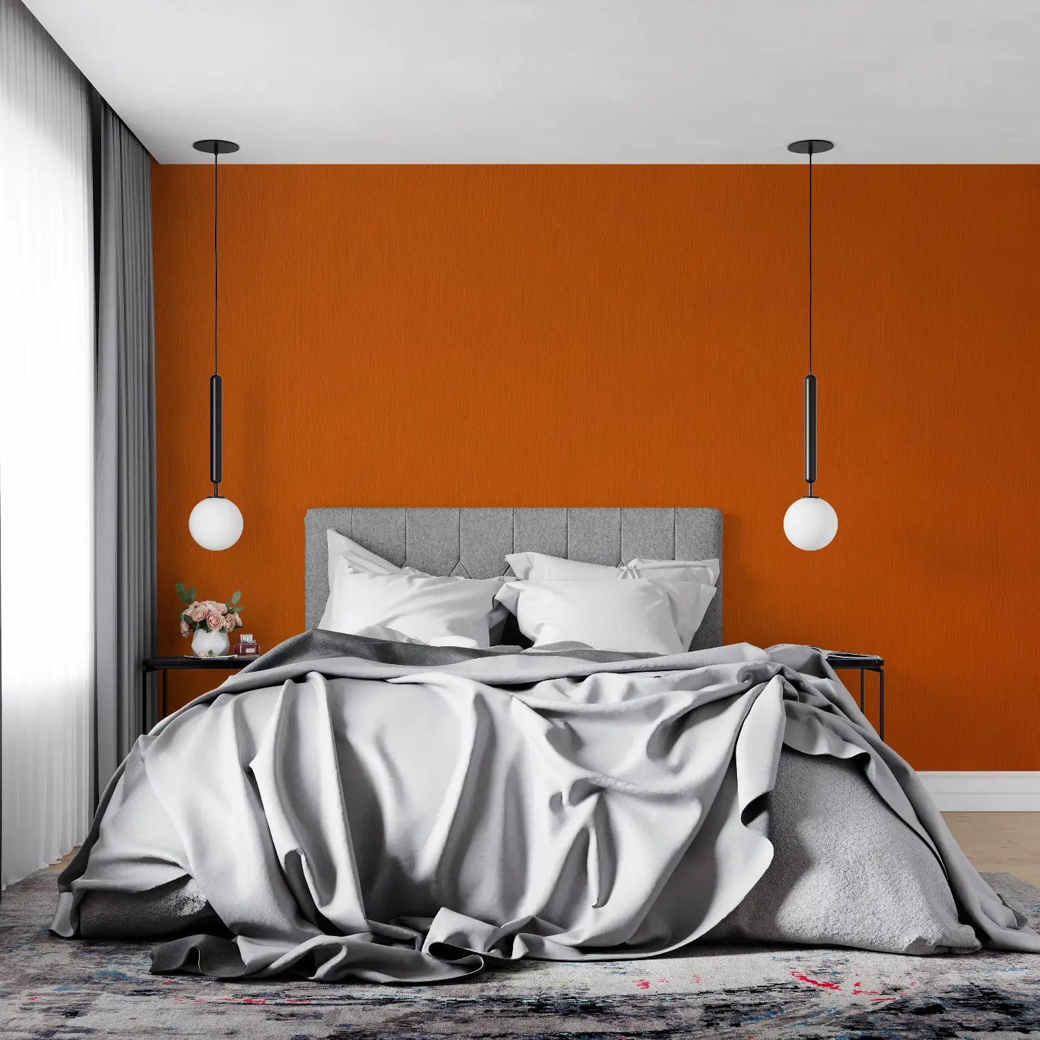 Papel pintado liso naranja oscuro - panorámico 4murs