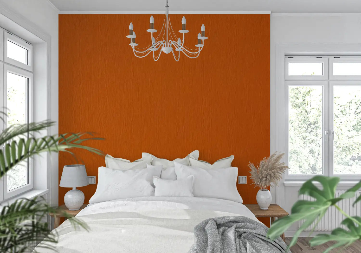 Papel pintado liso naranja oscuro - tendencia de pared