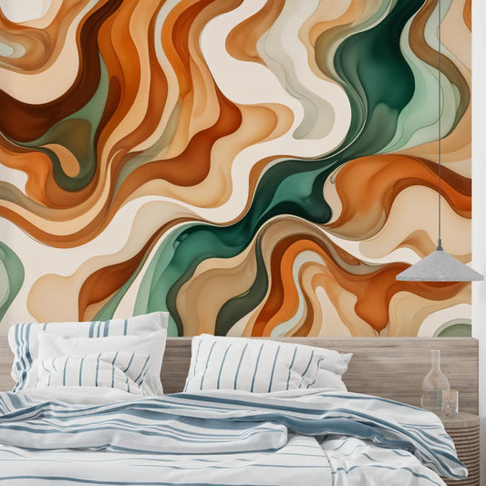Papel pintado verde y naranja - merlin leroy