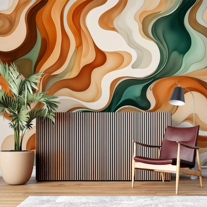 Papel pintado verde y naranja - a medida