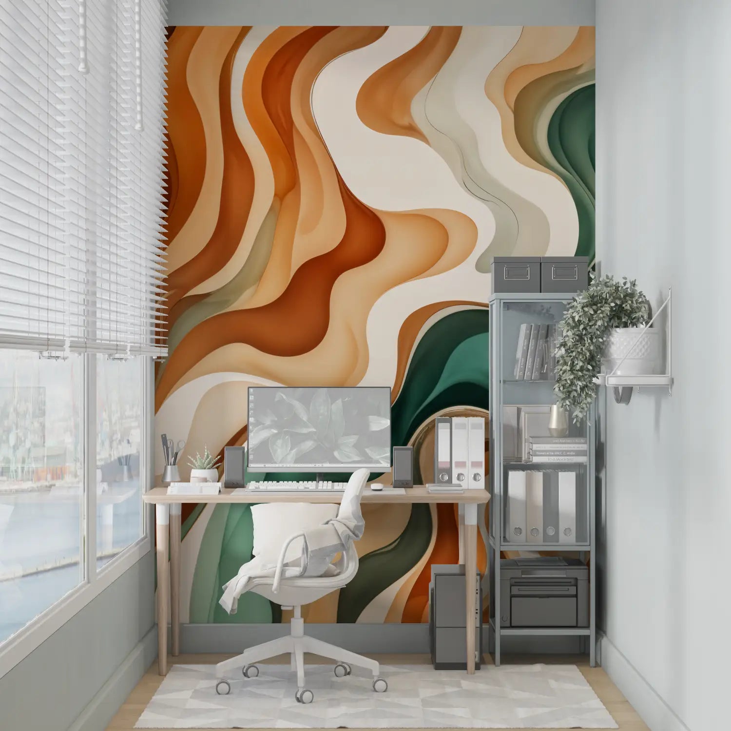 Papel pintado verde y naranja - leroy merlin