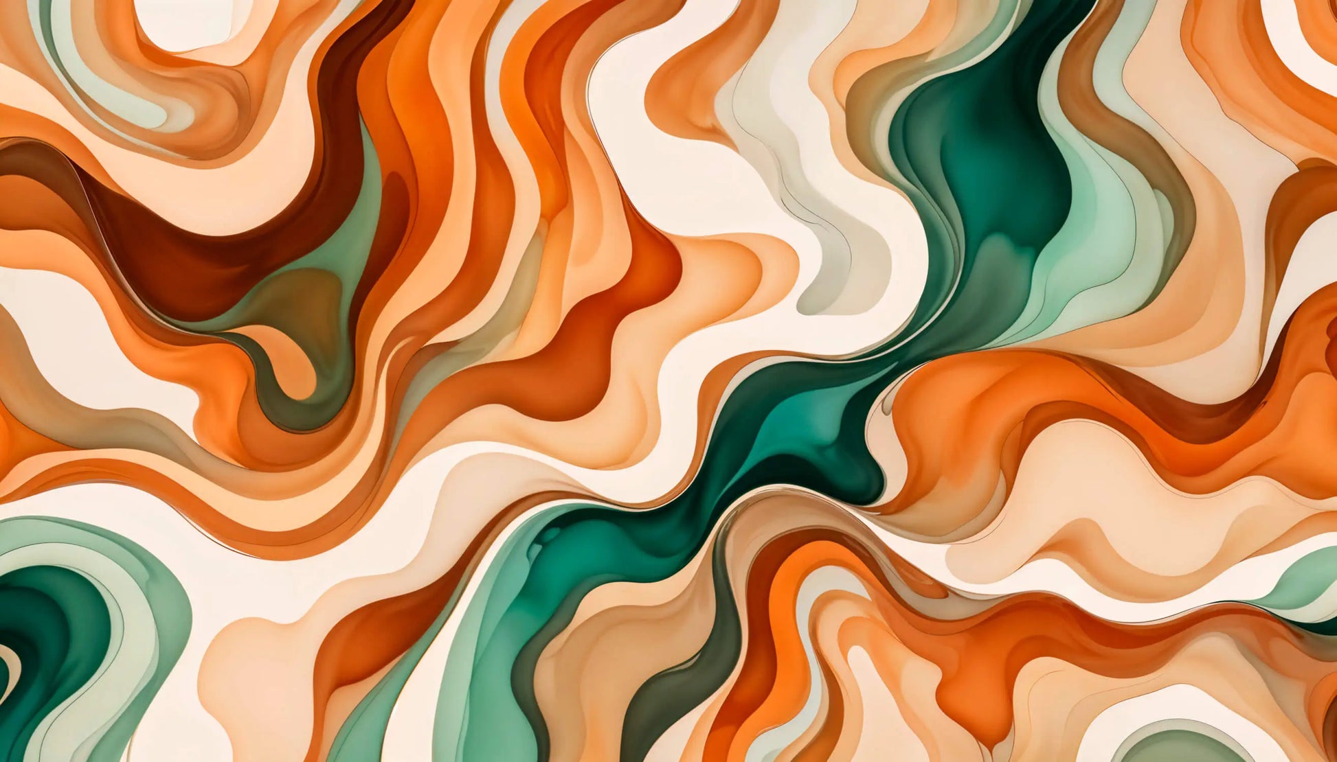 Papel pintado verde y naranja