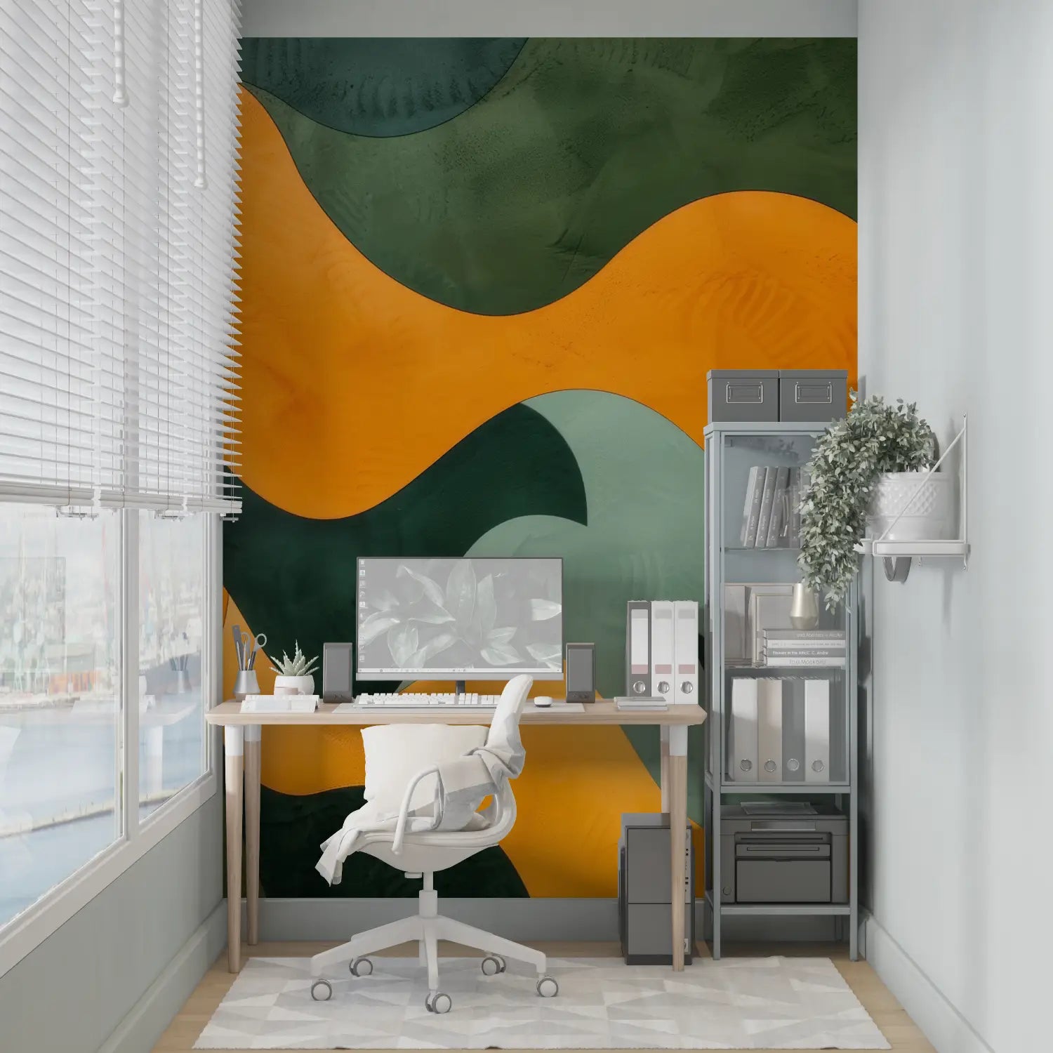 Papel pintado verde naranja - leroy merlin