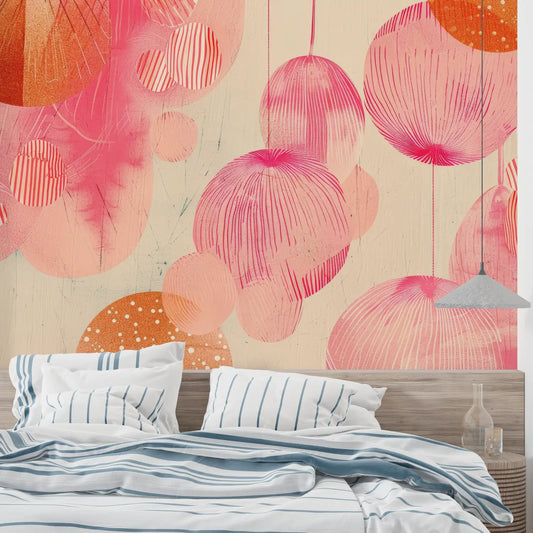 Papel pintado rosa naranja vintage - merlin leroy
