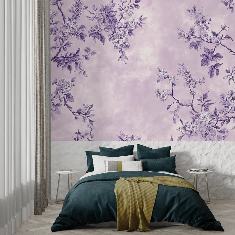 Papier Peint Violet Vintage - tapisserie