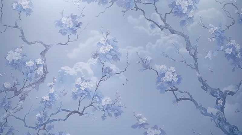 Papel pintado de flor de cerezo azul