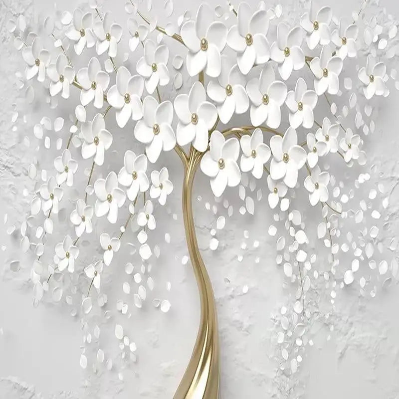 Papel pintado de flores blancas