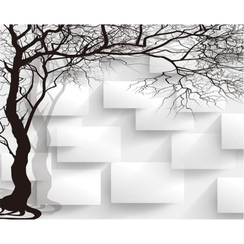 Papier Peint Branche Arbre Noir Et Blanc