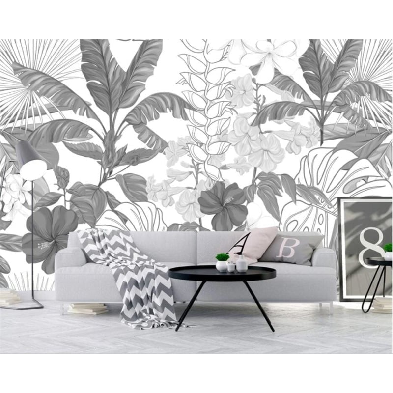 Papier Peint Jungle Design Noir et Blanc