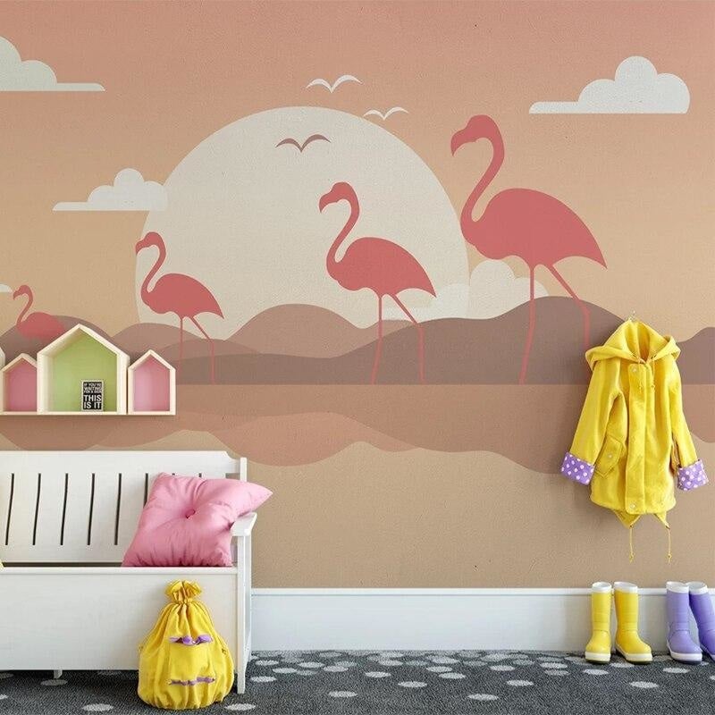 Papier Peint Motif Flamant Rose