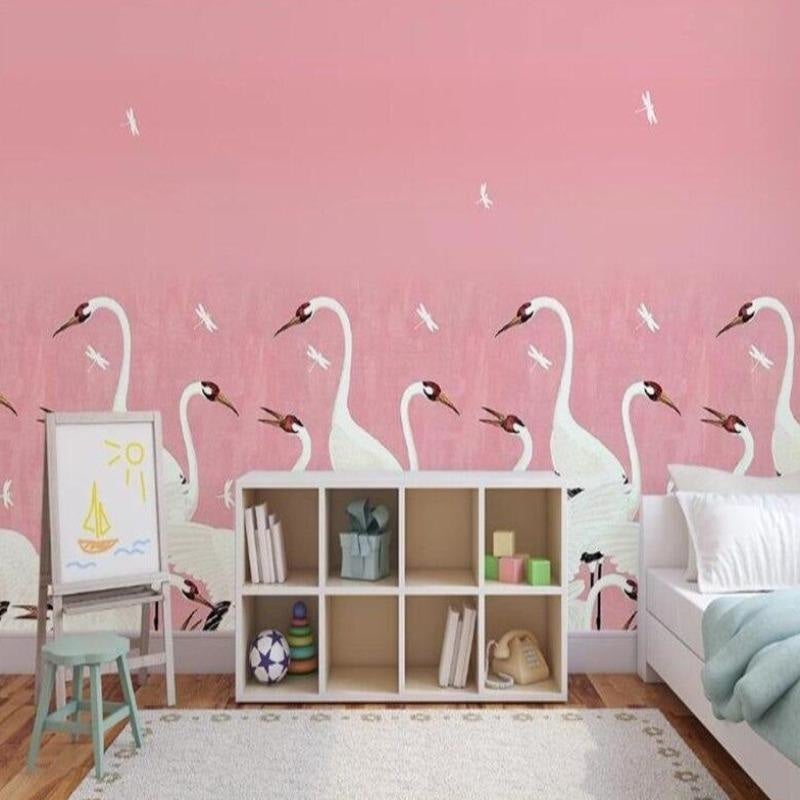 Papier Peint Oiseaux Rose