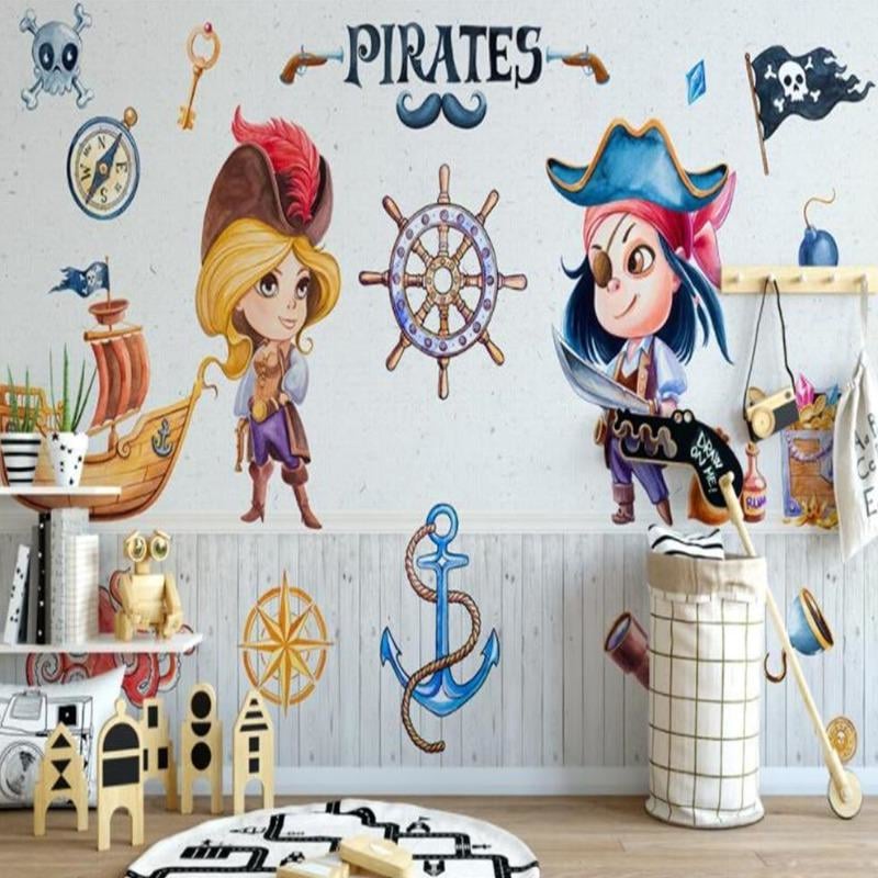 Papel pintado pirata para habitación de niñas - Second Image